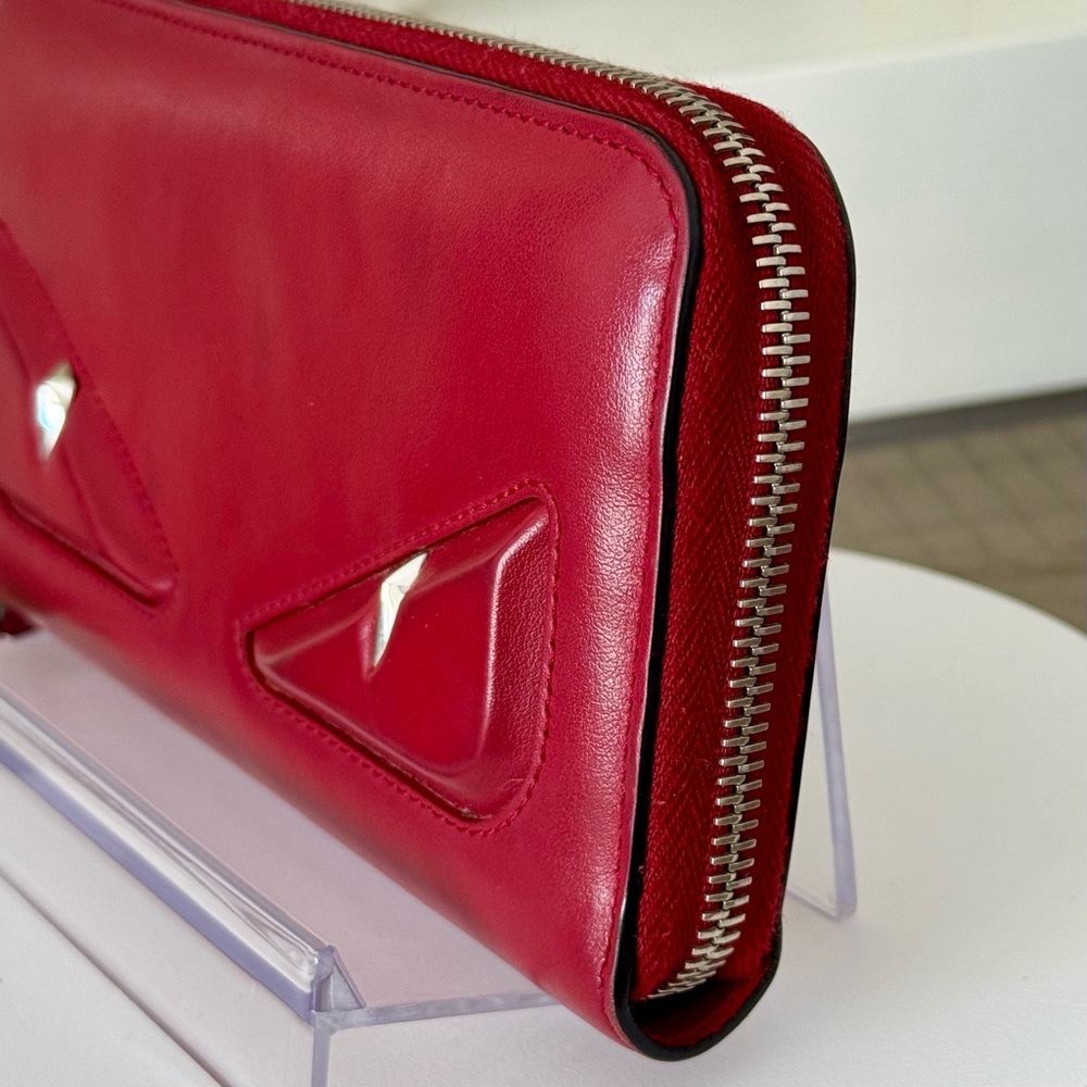 Fendi Monster Eyes Zip Around Wallet - Red - Picture 13 of 17